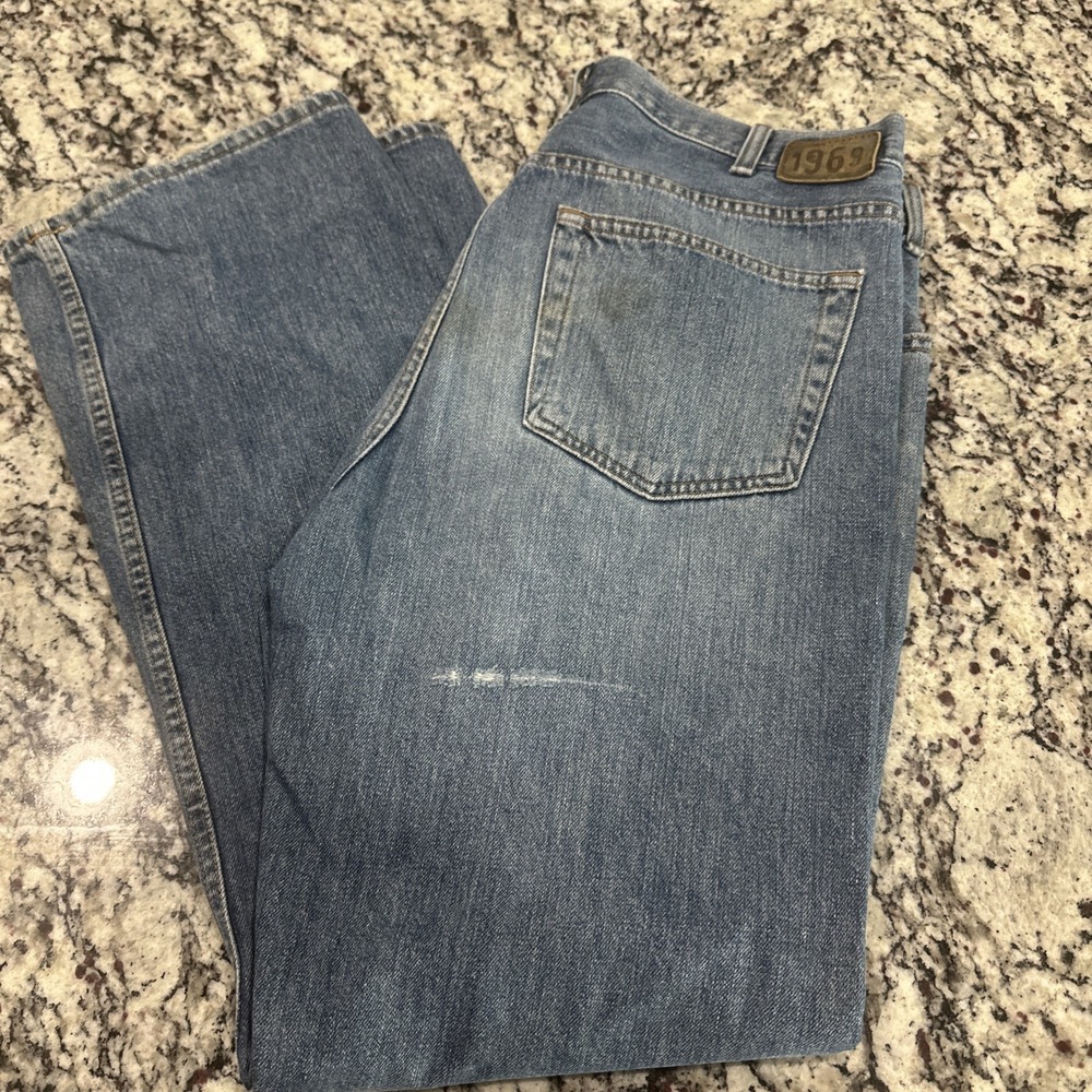 Gap 1969 Low‎ and Loose Jeans Mens 36x32 Blue Relaxed Straight Leg Distressed